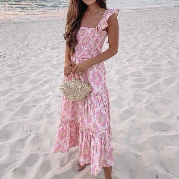 Sail to Sable Dresses & Skirts - Sail to Sable x Palm Beach Lately Seashell Flutter Sleeve Dress Sz M